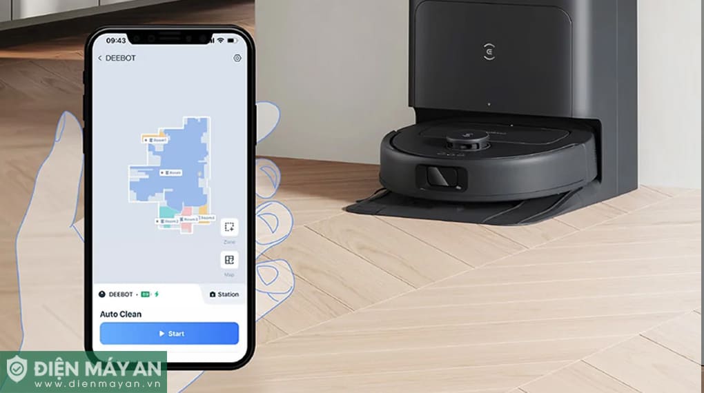 Robot hút bụi lau nhà Ecovacs N30 PRO OMNI - Đen